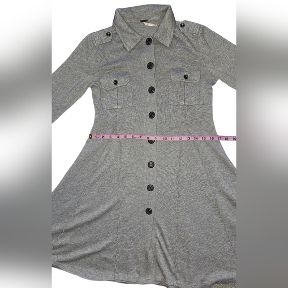 Free People Gray Collared Button Dress Cardigan Size Small - Picture 12 of 16